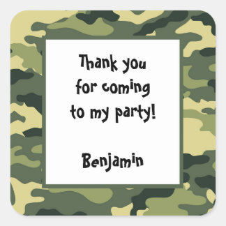 Camo Birthday Party Favour Sticker green