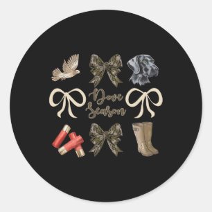Camo Bow Coquette Dove Season Hunting Dove Hunter  Classic Round Sticker