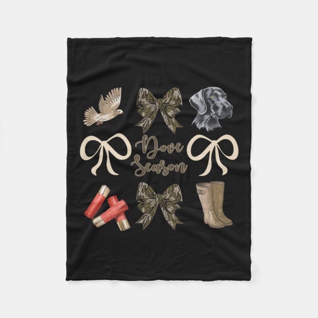 Camo Bow Coquette Dove Season Hunting Dove Hunter  Fleece Blanket (Front)