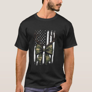 Camo Bow Deer Antler usa flag Coquette Hunting Wom T-Shirt