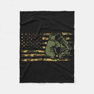 Camo Boxing Usa Flag For Boxer - American Flag Box Fleece Blanket