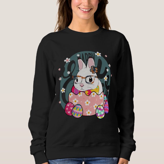 Camo Bunny Easter Egg Camouflage Glasses Easter Da Sweatshirt (Front)