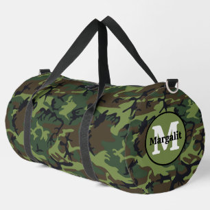 Camo Camouflage Army Monogram Large Duffel Bag