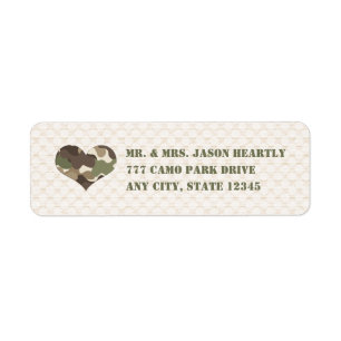 Camo Camouflage Heart Return Address Labels