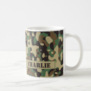 Camo camouflage pattern personalised name coffee mug