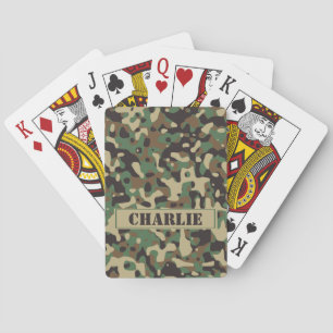 Camo camouflage pattern personalised name playing cards