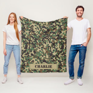 Camo camouflage pattern personalized name fleece blanket