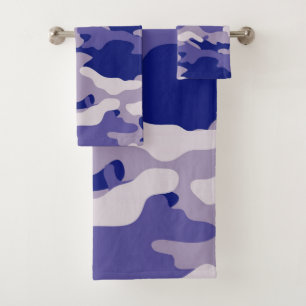 Camo Camping Hunting Blue Camouflage Bath Towel Set
