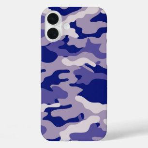 Camo Camping Hunting Blue Camouflage iPhone 16 Plus Case