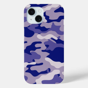 Camo Camping Hunting Blue Camouflage iPhone 15 Case