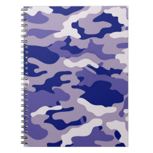 Camo Camping Hunting Blue Camouflage Spiral Notebook