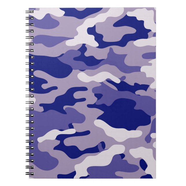 Camo Camping Hunting Blue Camouflage Spiral Notebook (Front)