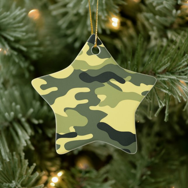 Camo Camping Hunting Green Camouflage Ceramic Tree Decoration (Tree)