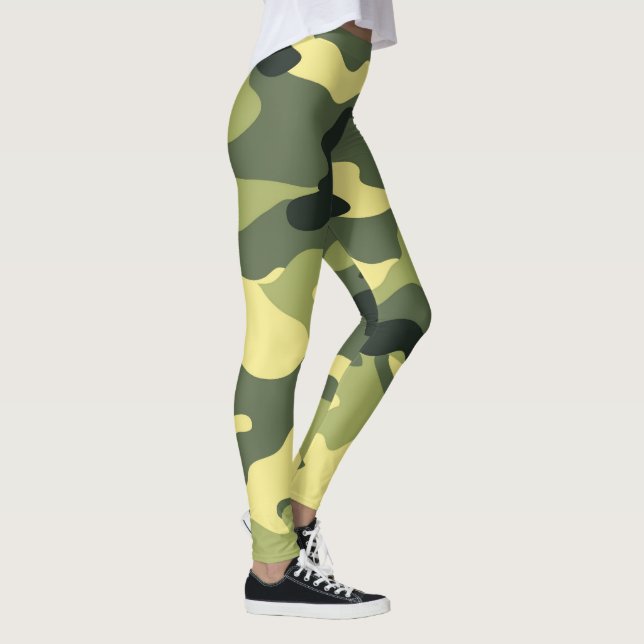 Camo Camping Hunting Green Camouflage Leggings (Right)
