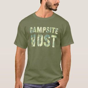 Camo CAMPSITE HOST Summer Counsellor Teacher Crew  T-Shirt