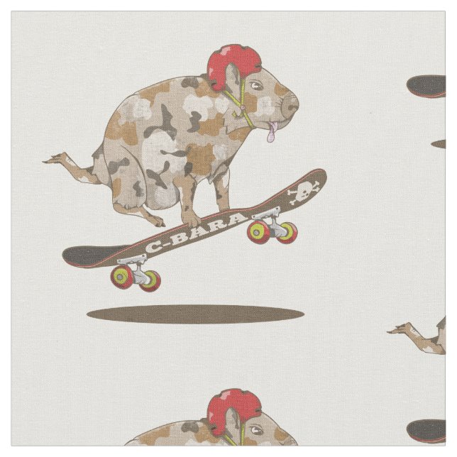 Camo Capybara Skateboarding Fabric (Close Up)