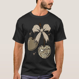 Camo Checkered Cherry Bow, Hunting,checkered Patte T-Shirt