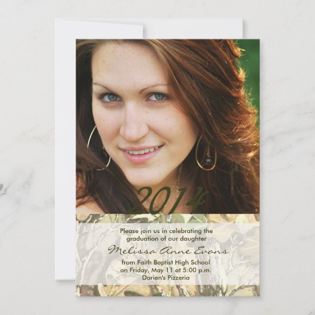 Camo Class of 2014 Graduation Invitation (Front)
