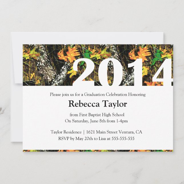 Camo Class of 2014 Graduation Invitation (Front)