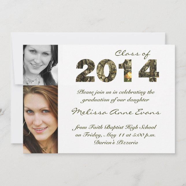Camo Class of 2014 Graduation Invitation (Front)