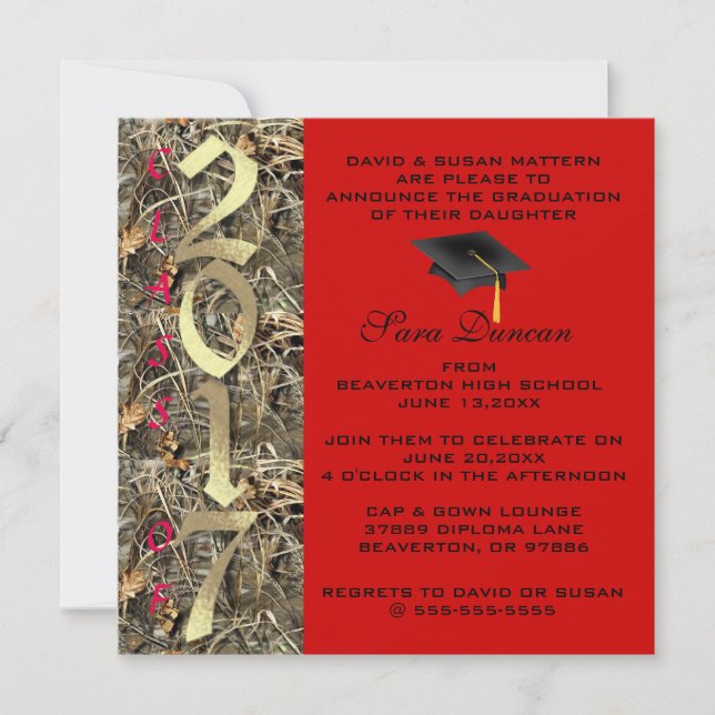 Camo Classic Elegant 2017 Graduation Invitation (Front)