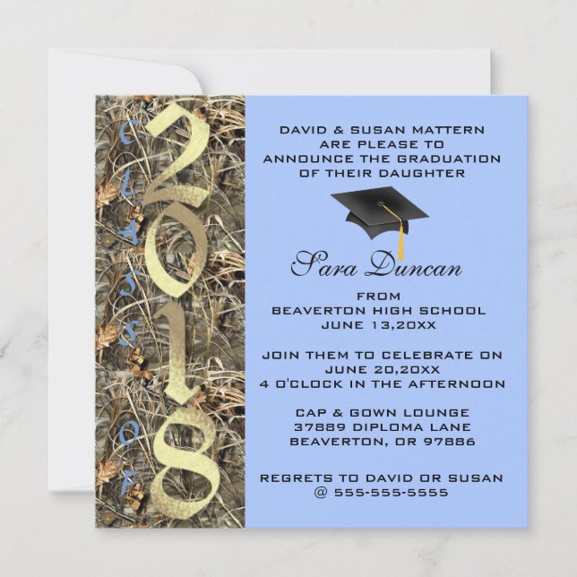 Camo Classic Elegant 2018 Graduation Invitation (Front)