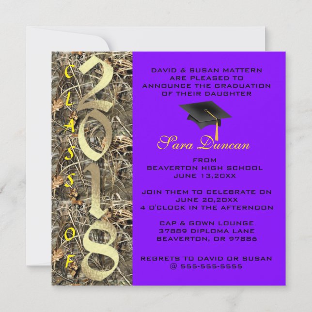 Camo Classic Elegant 2018 Graduation Invitation (Front)