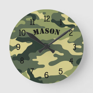 Camo Clock with name,  boy bedroom nursery CAMO