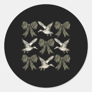 Camo Coquette Bow Duck Hunt Duck Hunting Women Gir Classic Round Sticker