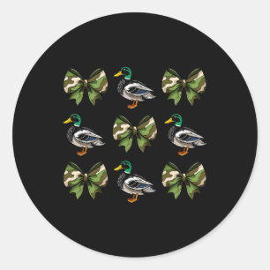 Camo Coquette Bow Duck Hunt Mallard Duck Hunting W Classic Round Sticker