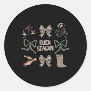 Camo Coquette Bow Duck Season Duck Hunting Women G Classic Round Sticker