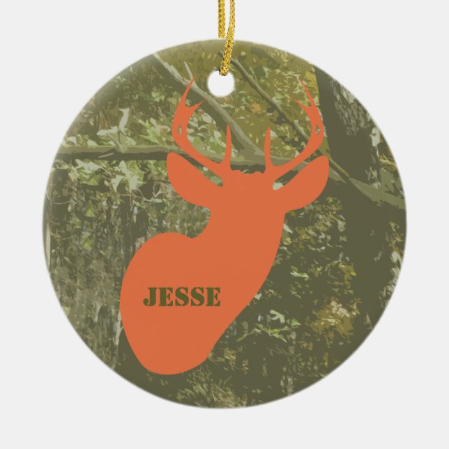 Camo & Deer Head Personalised Ornament (Front)