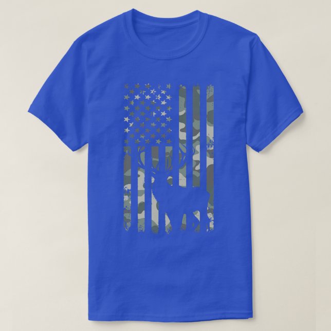 Camo Deer Hunter Flag T-Shirt (Design Front)