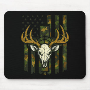 Camo Deer Hunting Elk Skull American Flag Youth Bo Mouse Pad