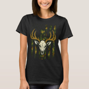 Camo Deer Hunting Elk Skull American Flag Youth Bo T-Shirt