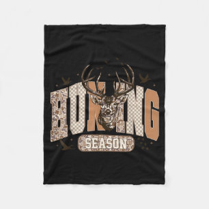 Camo Deer Hunting Season Wildlife Buck Antlers Hun Fleece Blanket