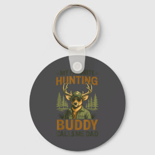 Camo Deer My Favorite Hunting Buddy Calls Me Dad J Key Ring