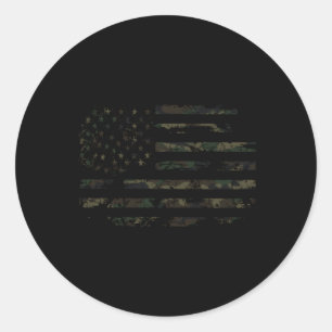 Camo Distressed Usa Flag Classic Round Sticker