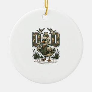 Camo Duck Dad Vintage Engraving T-Shirt Design_1 Ceramic Tree Decoration