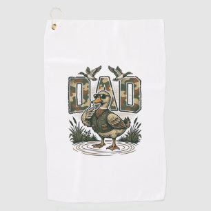 Camo Duck Dad Vintage Engraving T-Shirt Design_1 Golf Towel
