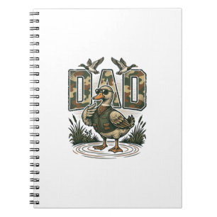 Camo Duck Dad Vintage Engraving T-Shirt Design_1 Notebook