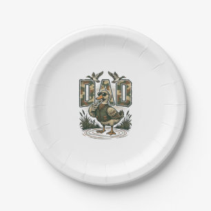Camo Duck Dad Vintage Engraving T-Shirt Design_1 Paper Plate
