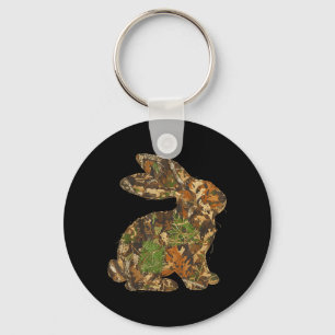Camo Easter Bunny Patchwork Spring Rabbit Men Key Ring