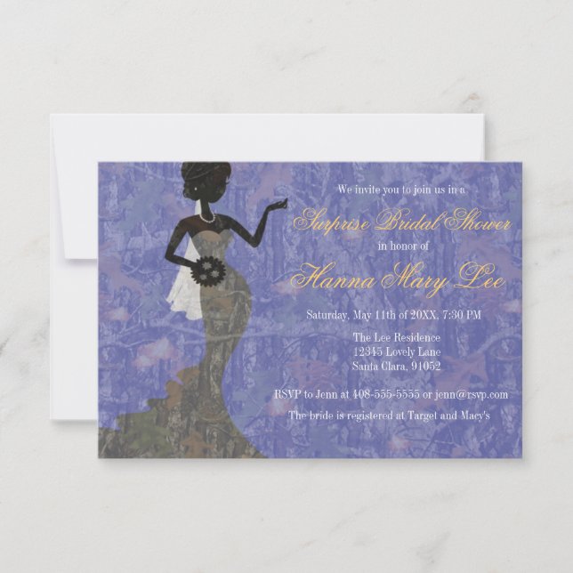 Camo Elegant Periwinkle Bridal Shower Invitation (Front)