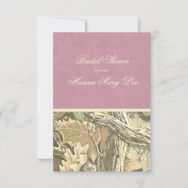Camo Elegant Pink Bridal Shower Invitation (Front)