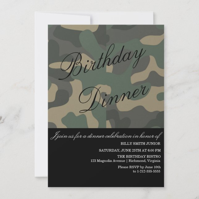 Camo Event Invitation, Dinner, Party, New Baby Invitation (Front)