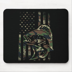 Camo Fishing Men Boys American Flag B Fishing Mouse Pad