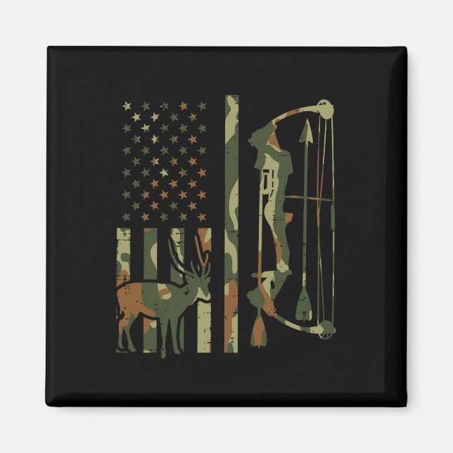 Camo Flag Deer Bow Hunting Patriotic Hunter Dad Ar Magnet (Front)
