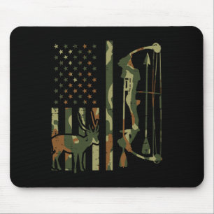 Camo Flag Deer Bow Hunting Patriotic Hunter Dad Ar Mouse Pad