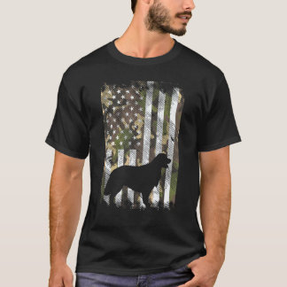 Camo Flag Golden Retriever Vintage Patriotic Dog L T-Shirt